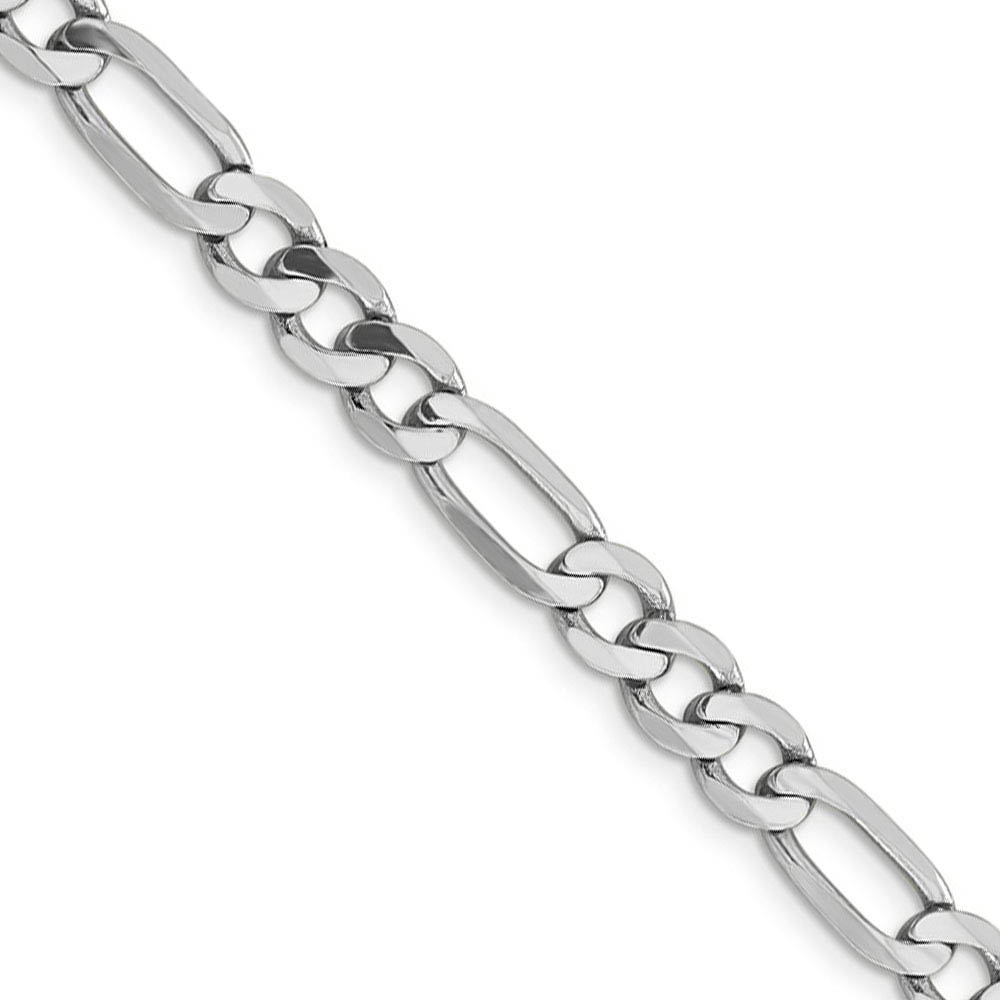 Men&#039;s 6mm, 14k White Gold, Flat Figaro Chain Necklace, 18 Inch