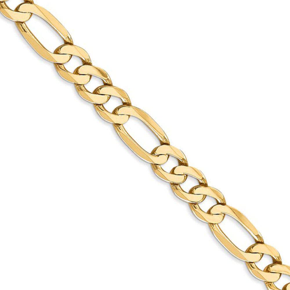 Men's 7mm, 14k Yellow Gold, Flat Figaro Chain Necklace