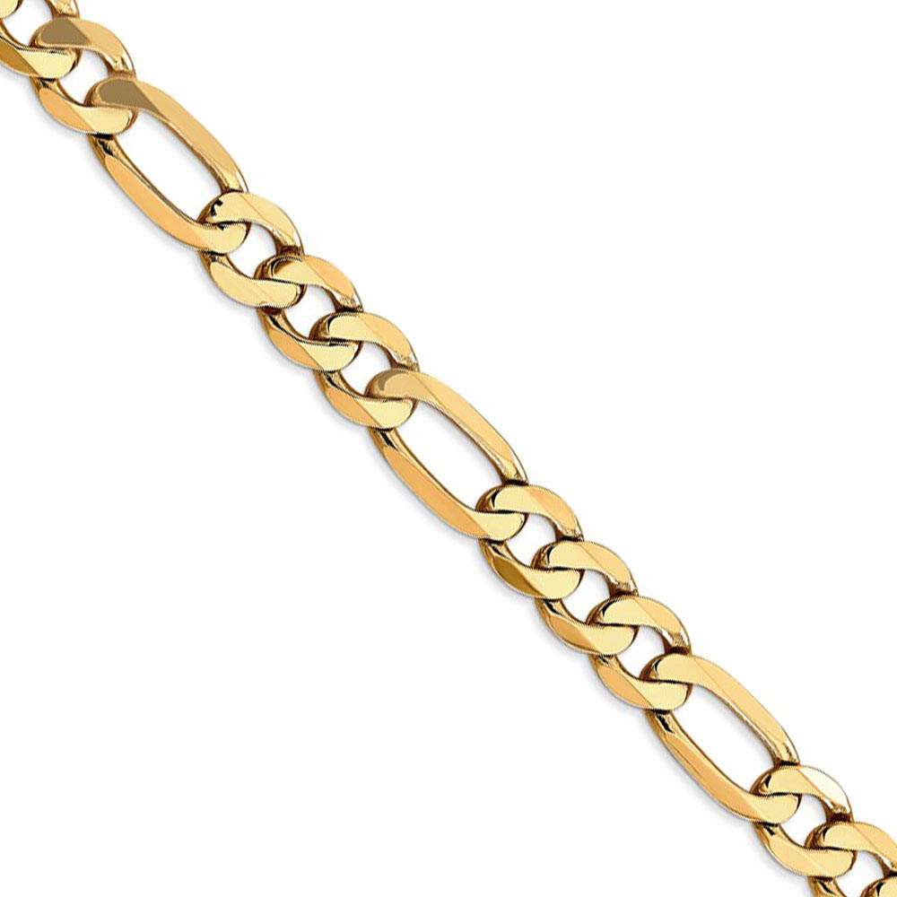 Men&#039;s 7.5mm, 14k Yellow Gold, Flat Figaro Chain Necklace, 20 Inch