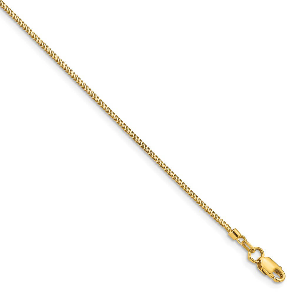 0.9mm, 14k Yellow Gold, Solid Franco Chain Bracelet, 7 Inch