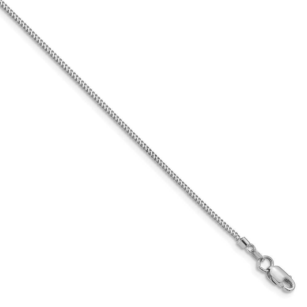 0.9mm, 14k White Gold, Solid Franco Chain Bracelet, 7 Inch