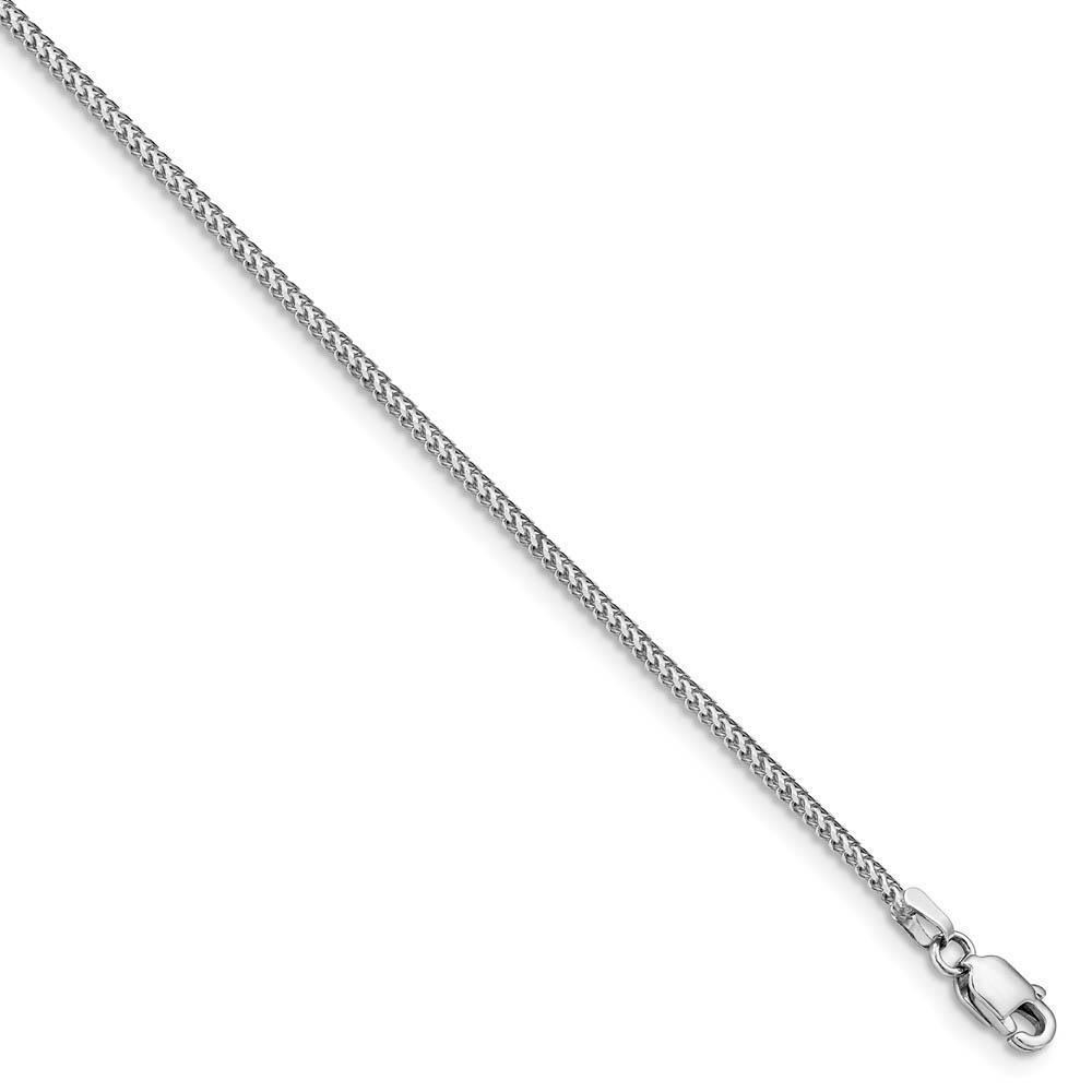 1mm, 14k White Gold, Solid Franco Chain Bracelet, 7 Inch