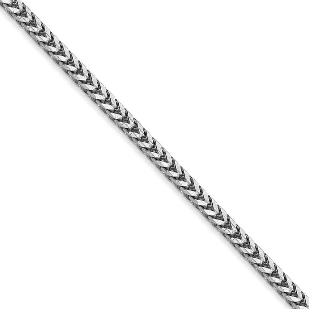 2.5mm, 14k White Gold, Solid Franco Chain Necklace, 16 Inch