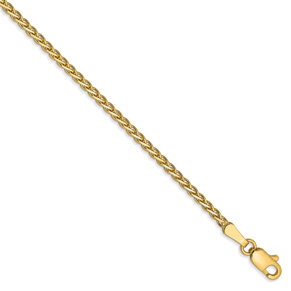 1.8mm, 14k Yellow Gold, Flat Wheat Chain Bracelet