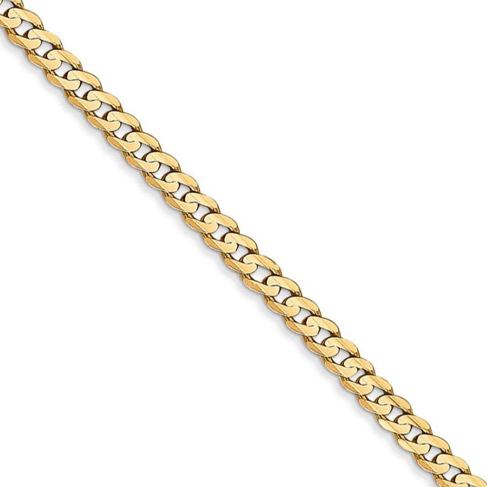 3mm, 14k Yellow Gold, Open Concave Curb Chain Necklace
