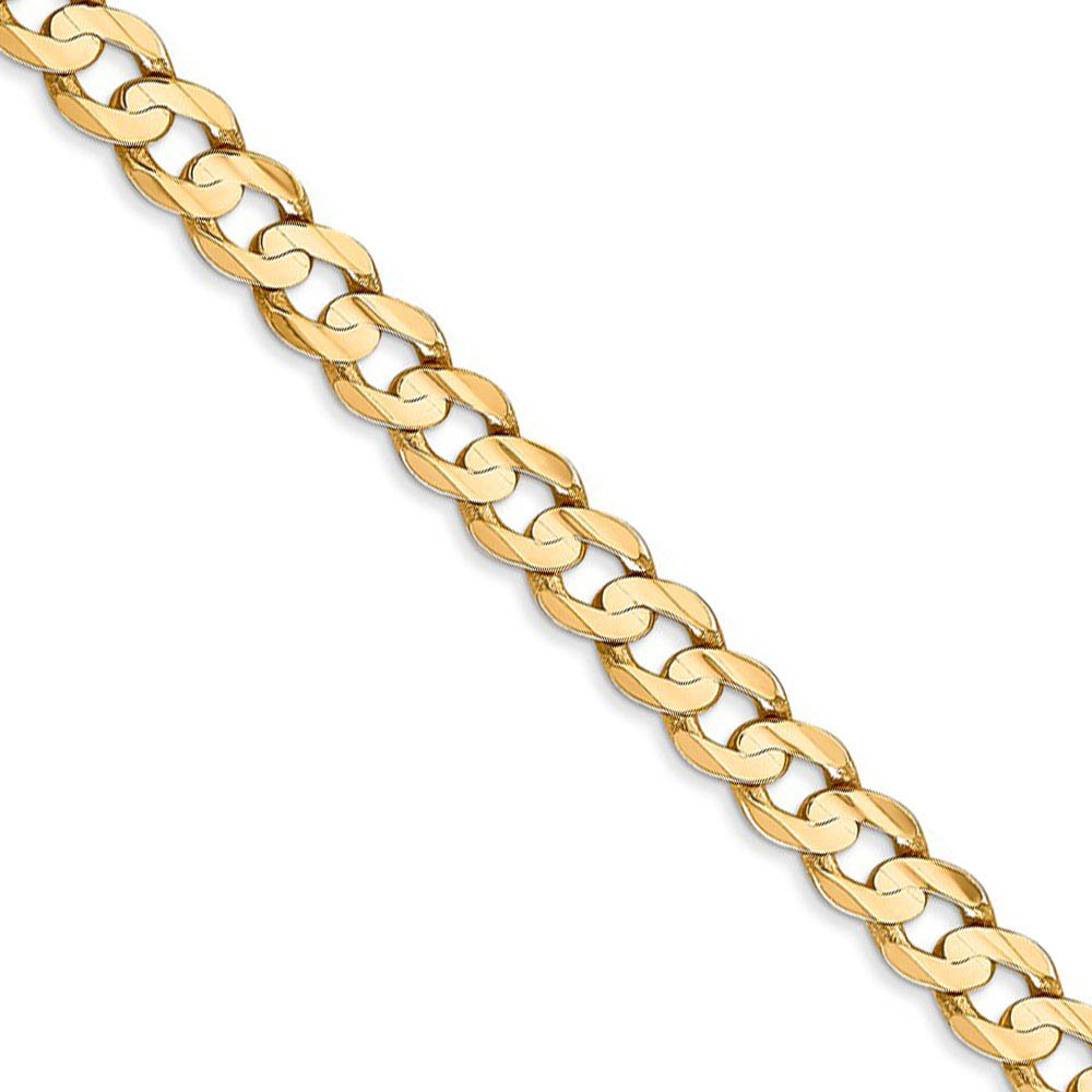 5.25mm, 14k Yellow Gold, Open Concave Curb Chain Necklace