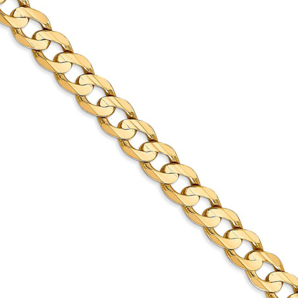 Men's 6.75mm 14k Yellow Gold Open Concave Curb Chain Necklace