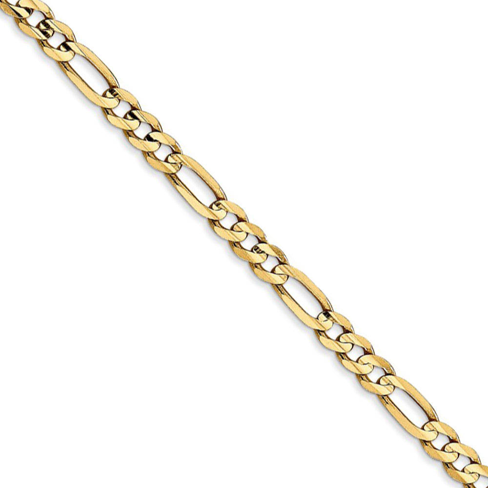 4mm, 14k Yellow Gold, Open Concave Figaro Chain Necklace, 16 Inch