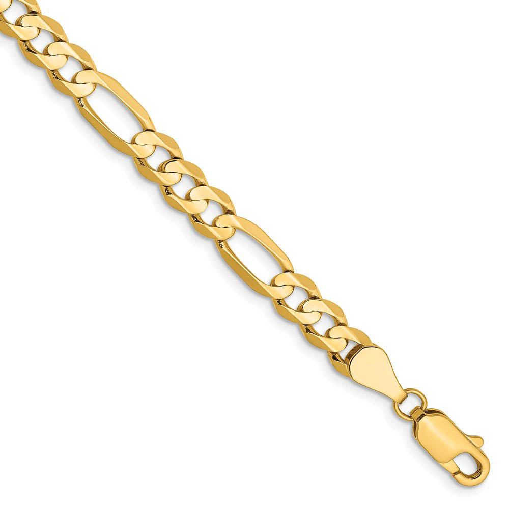 5.5mm, 14k Yellow Gold, Open Concave Figaro Anklet or Bracelet