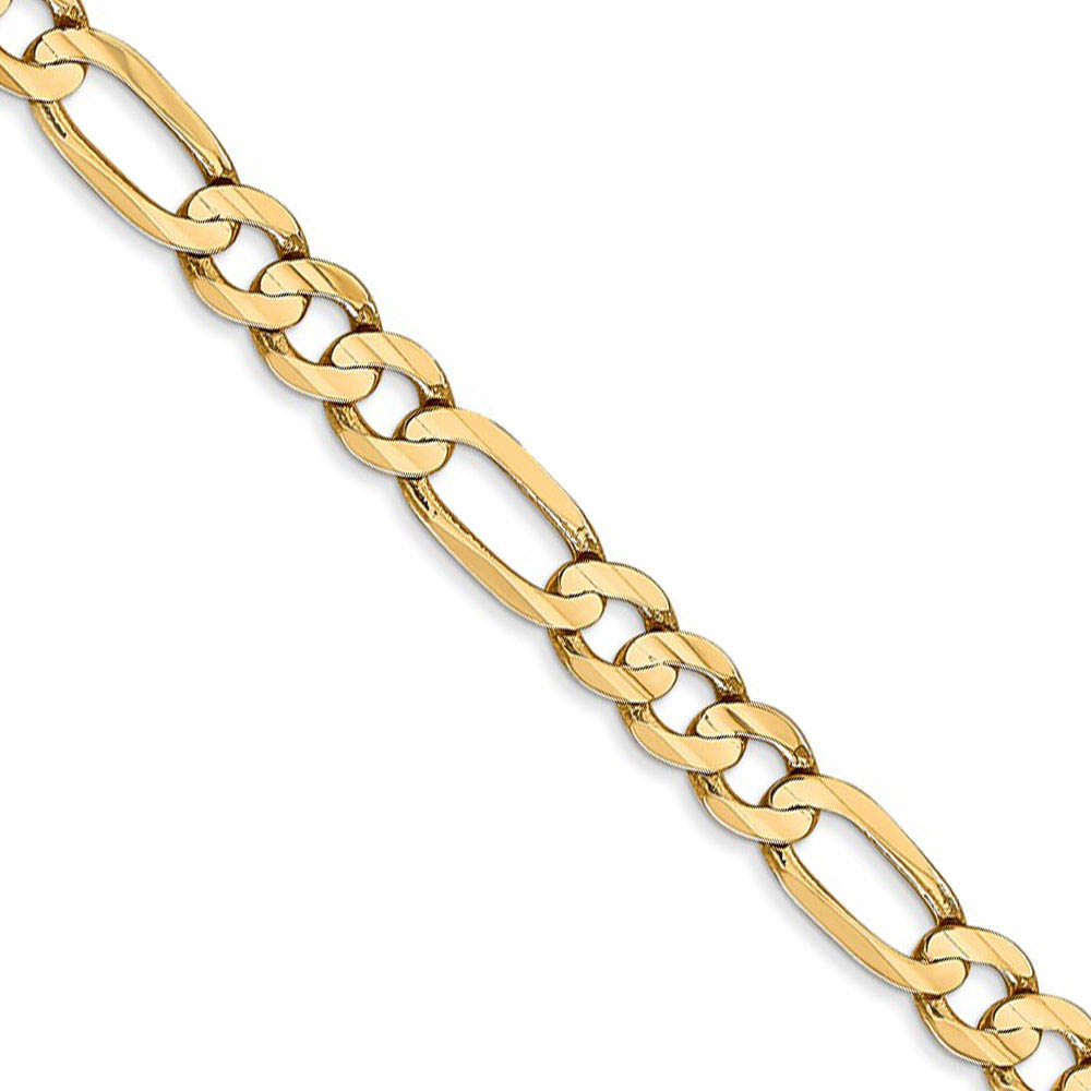 5.5mm, 14k Yellow Gold, Open Concave Figaro Chain Necklace, 18 Inch