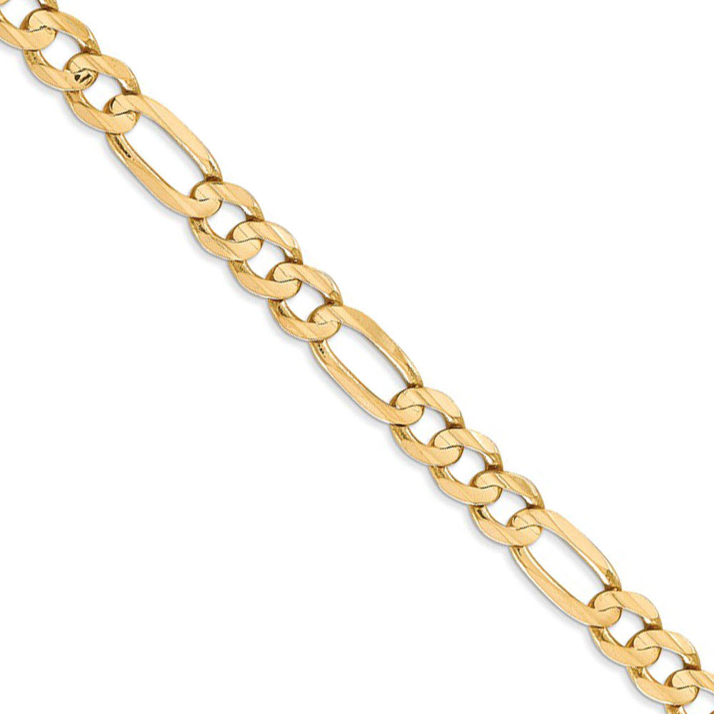 Men's 6mm 14k Yellow Gold Open Concave Figaro Chain Necklace