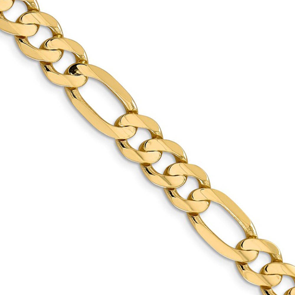 Men's 8.75mm, 14k Yellow Gold, Concave Figaro Chain Necklace