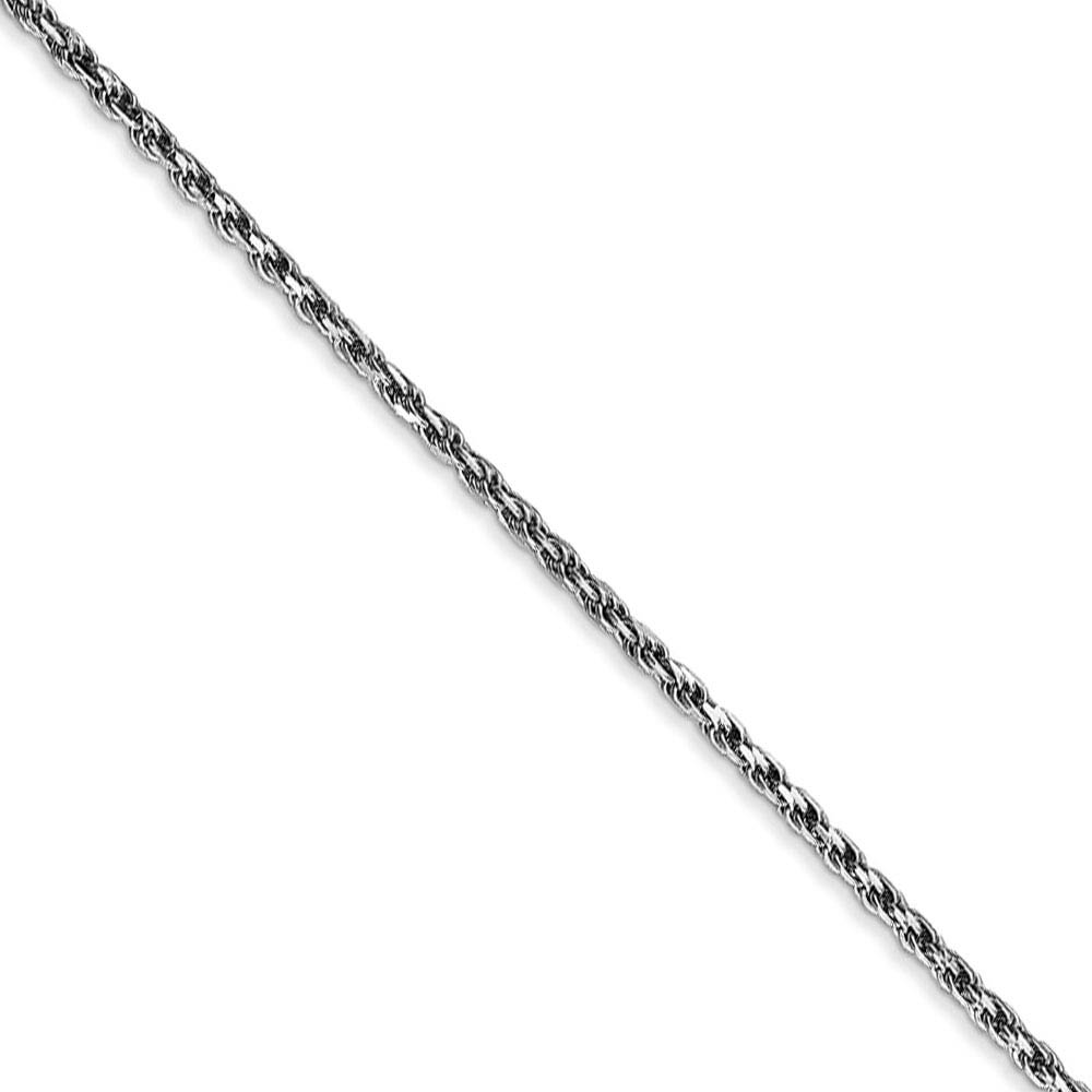 1.6mm, 14k White Gold, Diamond Cut Rope Chain Necklace