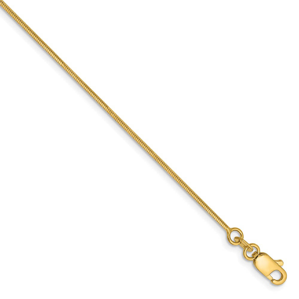 1mm, 14k Yellow Gold, Octagonal Snake Chain Anklet or Bracelet - Picture 12 of 15