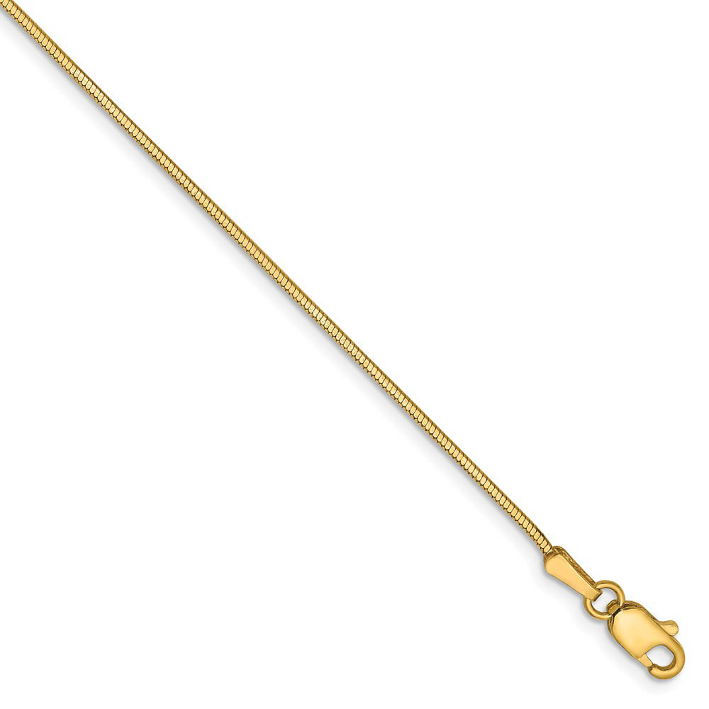 1.2mm, 14k Yellow Gold, Octagonal Snake Chain Bracelet
