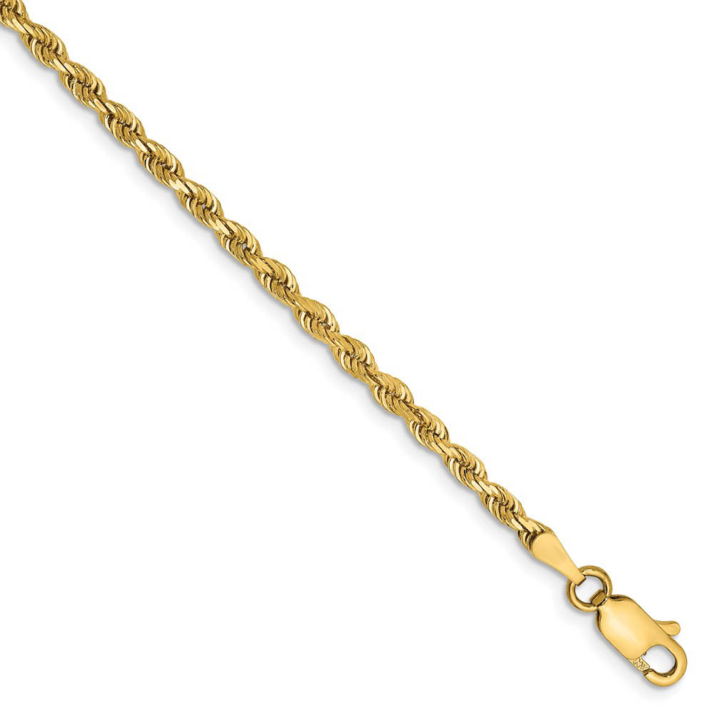 2.75mm, 14k Yellow Gold, Quadruple Rope Chain Anklet or Bracelet
