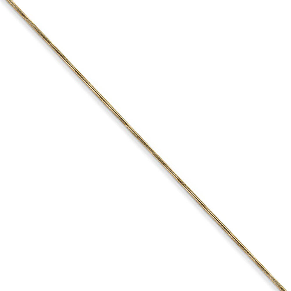 0.65mm, 14k Yellow Gold, Round Snake Chain Necklace - Picture 17 of 43