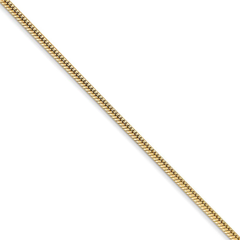 1.6mm, 14k Yellow Gold, Round Solid Snake Chain Necklace