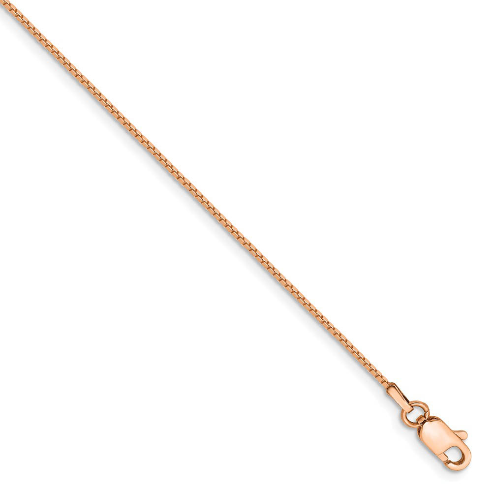 0.84mm, 14k Rose Gold, Box Chain Bracelet