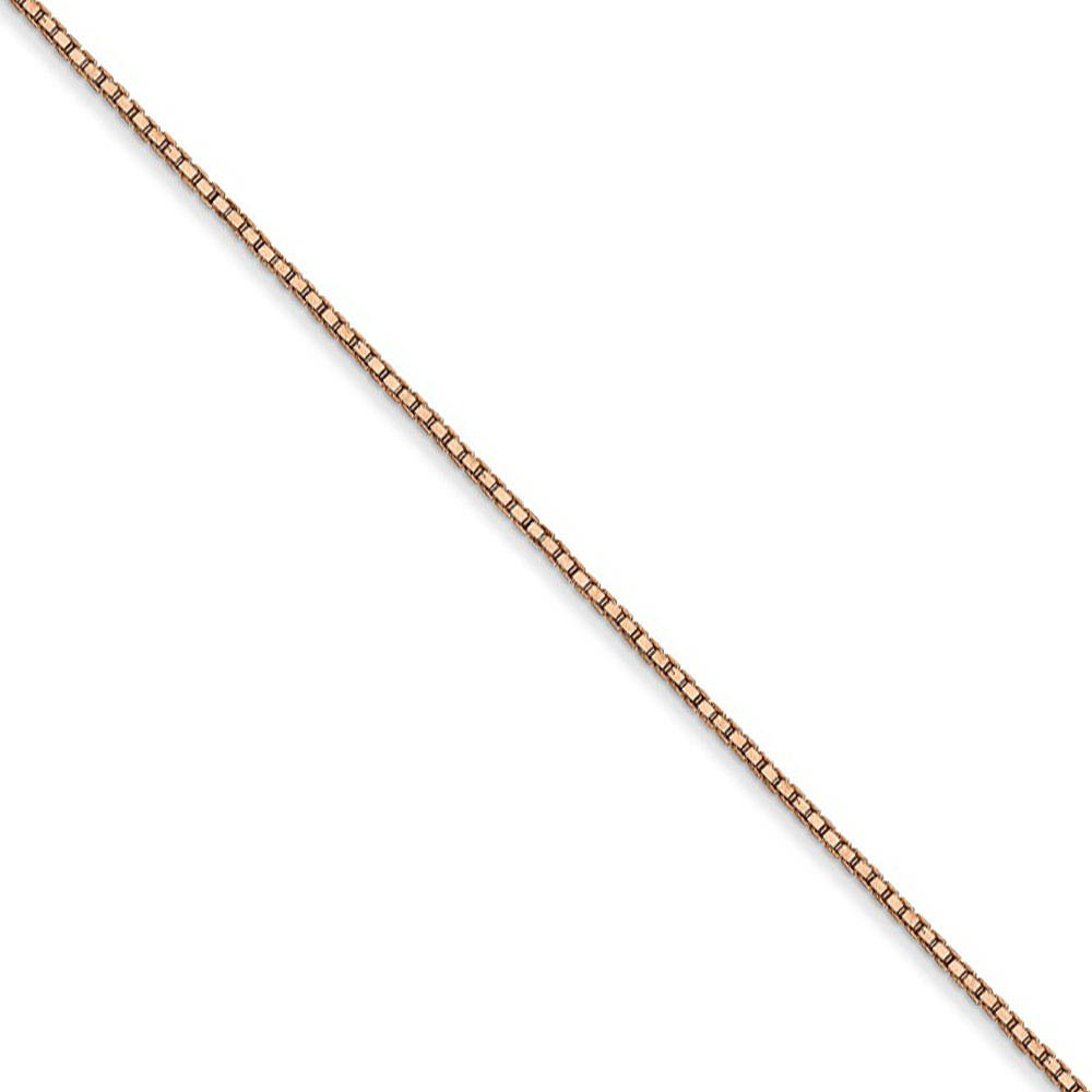 0.9mm, 14k Rose Gold, Box Chain Necklace