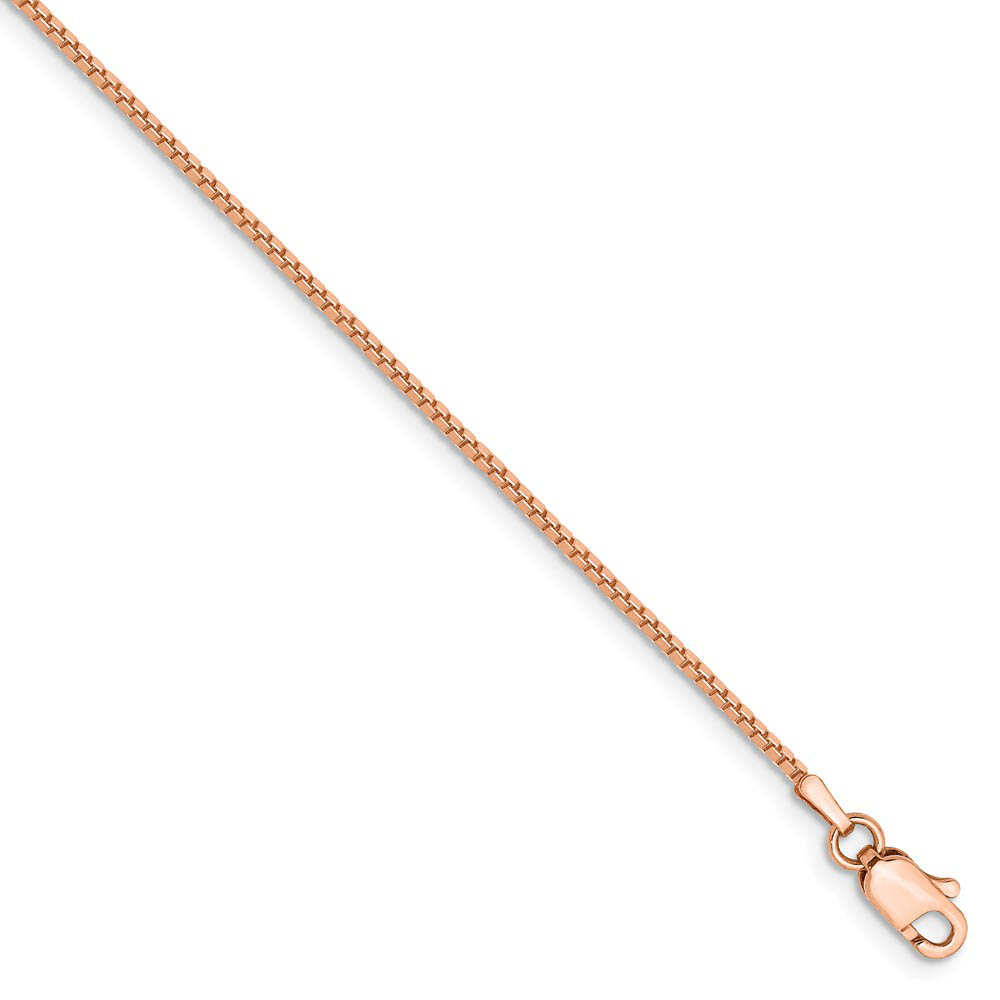 1mm, 14k Rose Gold, Box Chain Bracelet