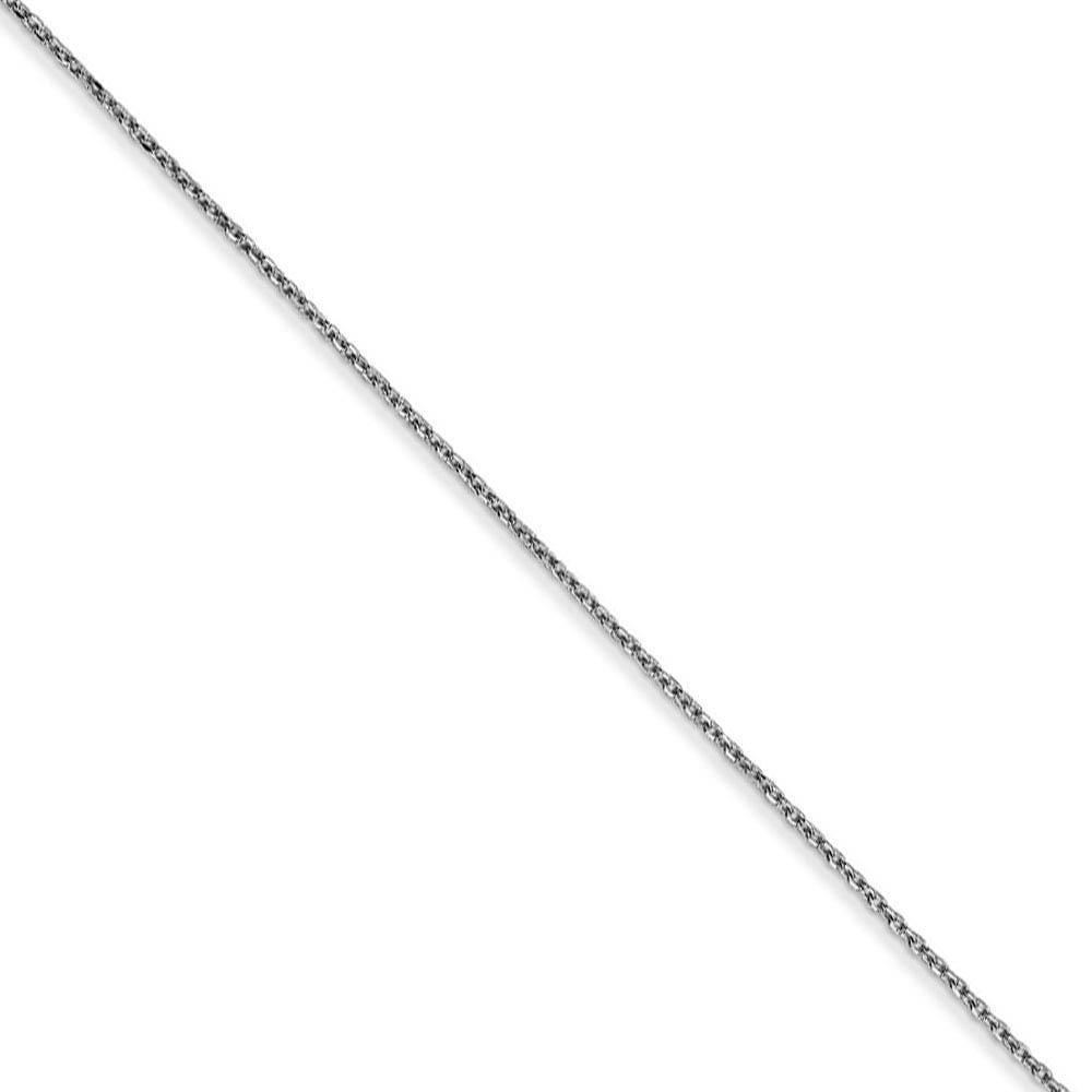 0.6mm, 14k White Gold, Diamond Cut Cable Chain Necklace
