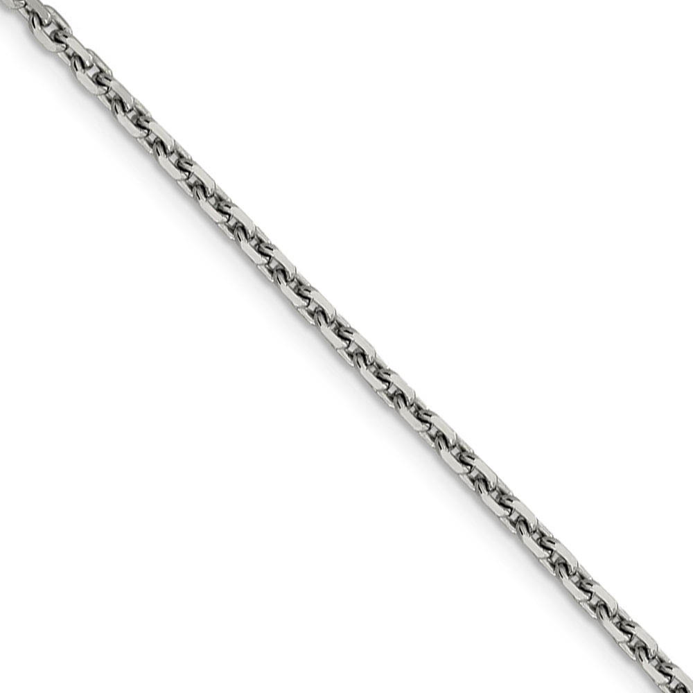 2.5mm, 14k White Gold, Diamond Cut Solid Cable Chain Necklace