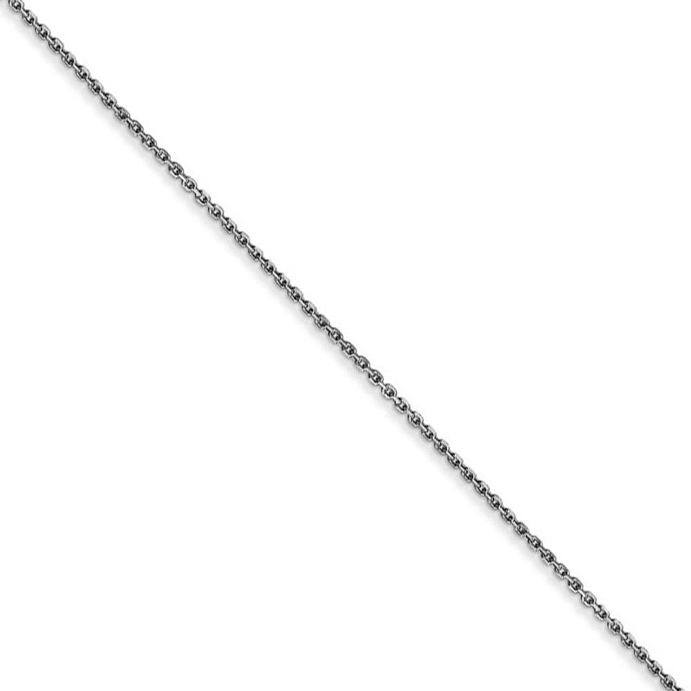 0.8mm, 14k White Gold Diamond Cut Cable Chain Necklace, 16 Inch