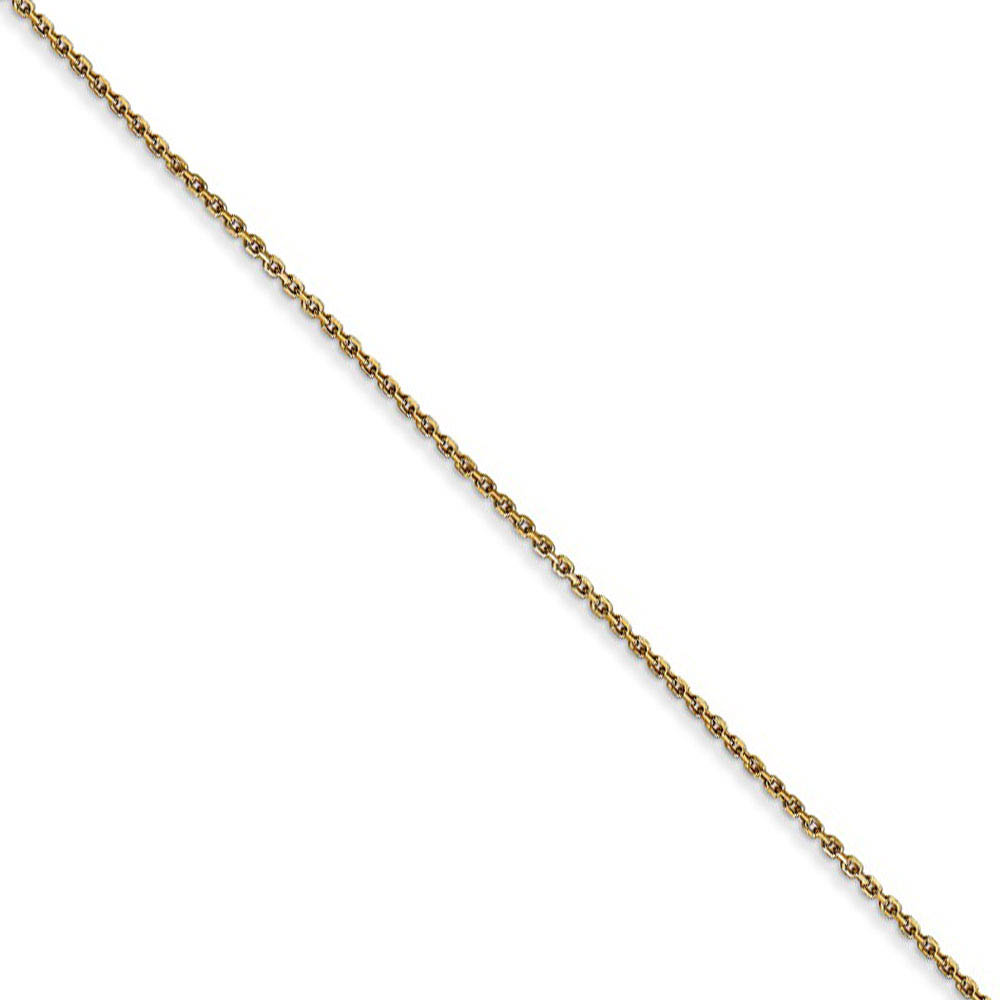 0.8mm, 14k Yellow Gold, Diamond Cut Cable Chain Necklace, 16 Inch