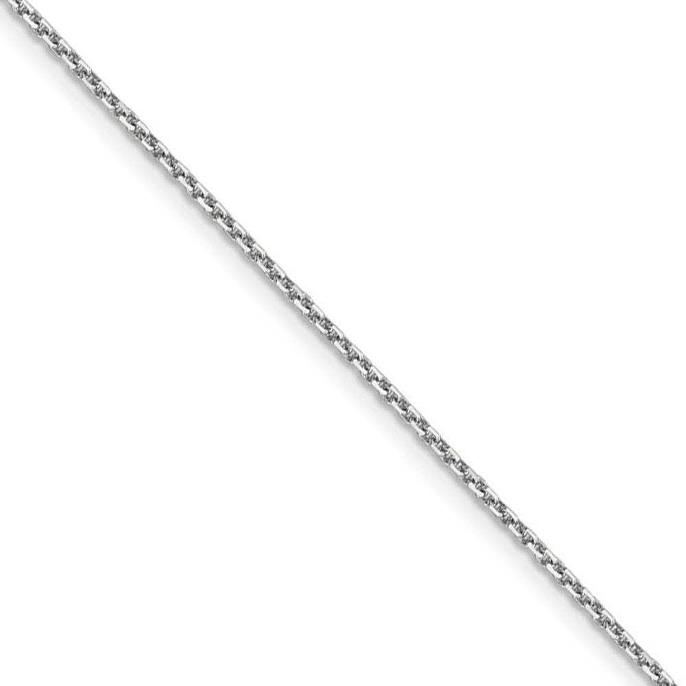 1.4mm, 14k White Gold, Diamond Cut Solid Cable Chain Necklace, 16in