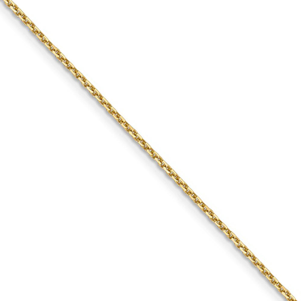 1.4mm, 14k Yellow Gold, Diamond Cut Solid Cable Chain Necklace