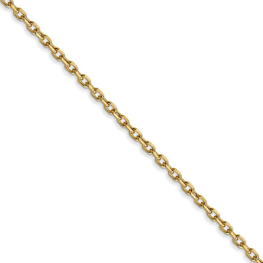 1.8mm, 14k Yellow Gold Diamond Cut Solid Cable Chain Necklace, 16 Inch