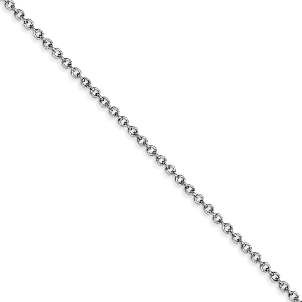 1.4mm, 14k White Gold Solid Link Cable Chain Necklace, 16 Inch