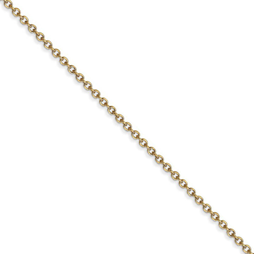 1.4mm, 14k Yellow Gold Solid Link Cable Chain Necklace, 16 Inch