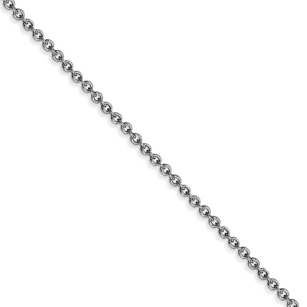 1.6mm, 14k White Gold Solid Link Cable Chain Necklace, 16 Inch