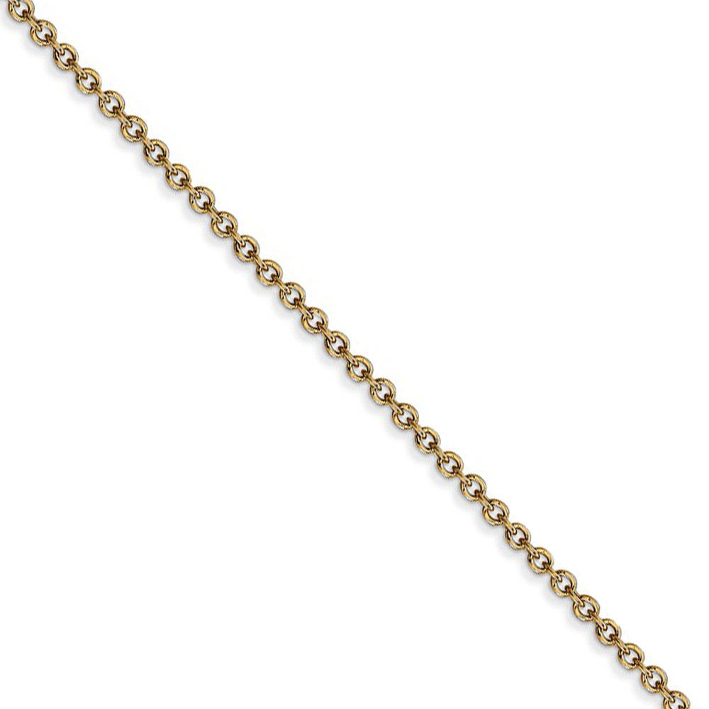 1.6mm, 14k Yellow Gold Solid Link Cable Chain Necklace, 16 Inch