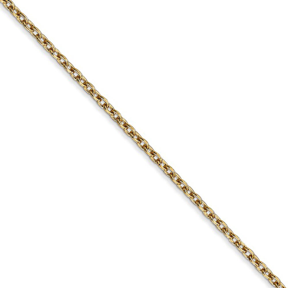 2mm, 14k Yellow Gold Solid Link Cable Chain Necklace, 16 Inch