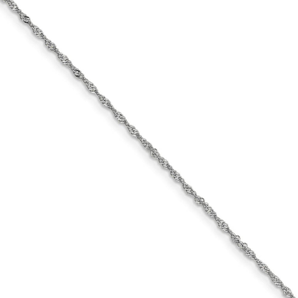 1.1mm, 14k White Gold, D/C Singapore Chain Necklace