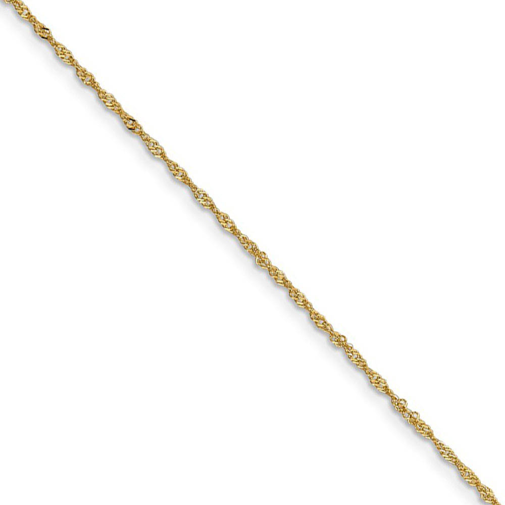 Children&#039;s 1.1mm, 14k Yellow Gold, D/C Singapore Chain Necklace, 14 In