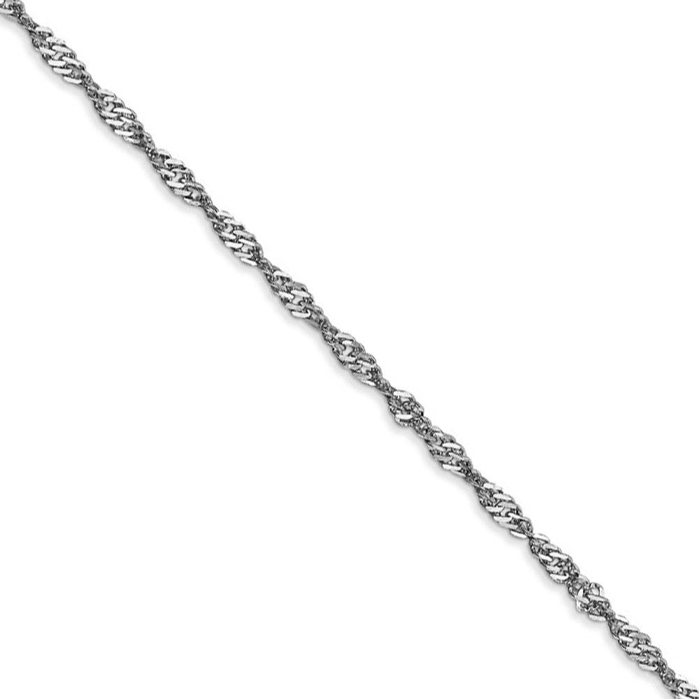 2mm, 14k White Gold, Diamond Cut Singapore Chain Necklace, 16 Inch