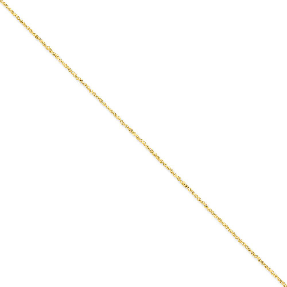 1.7mm, 14k Yellow Gold, Ropa Chain Anklet, 9 Inch