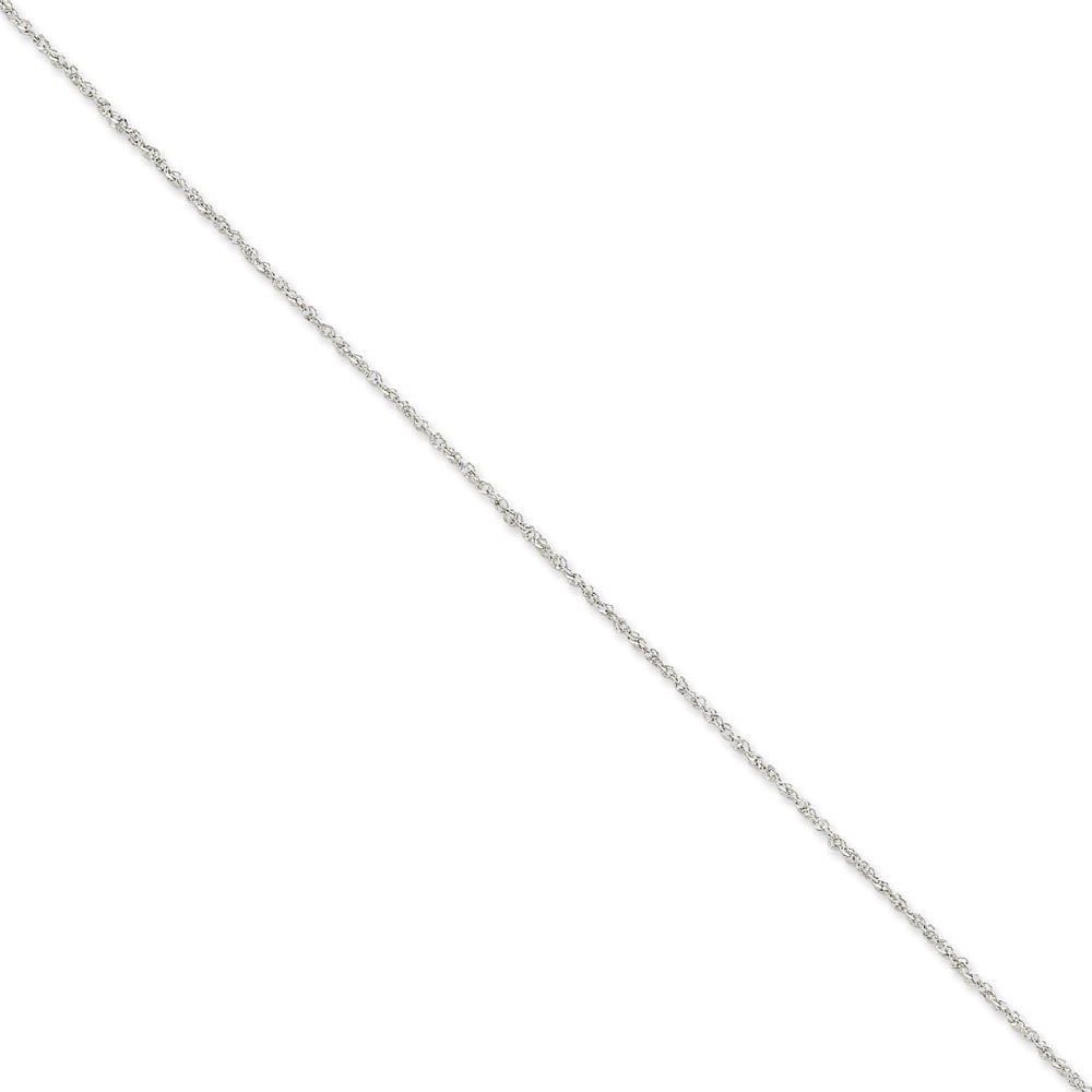 1.7mm, 14k White Gold, Ropa Chain Anklet, 9 Inch