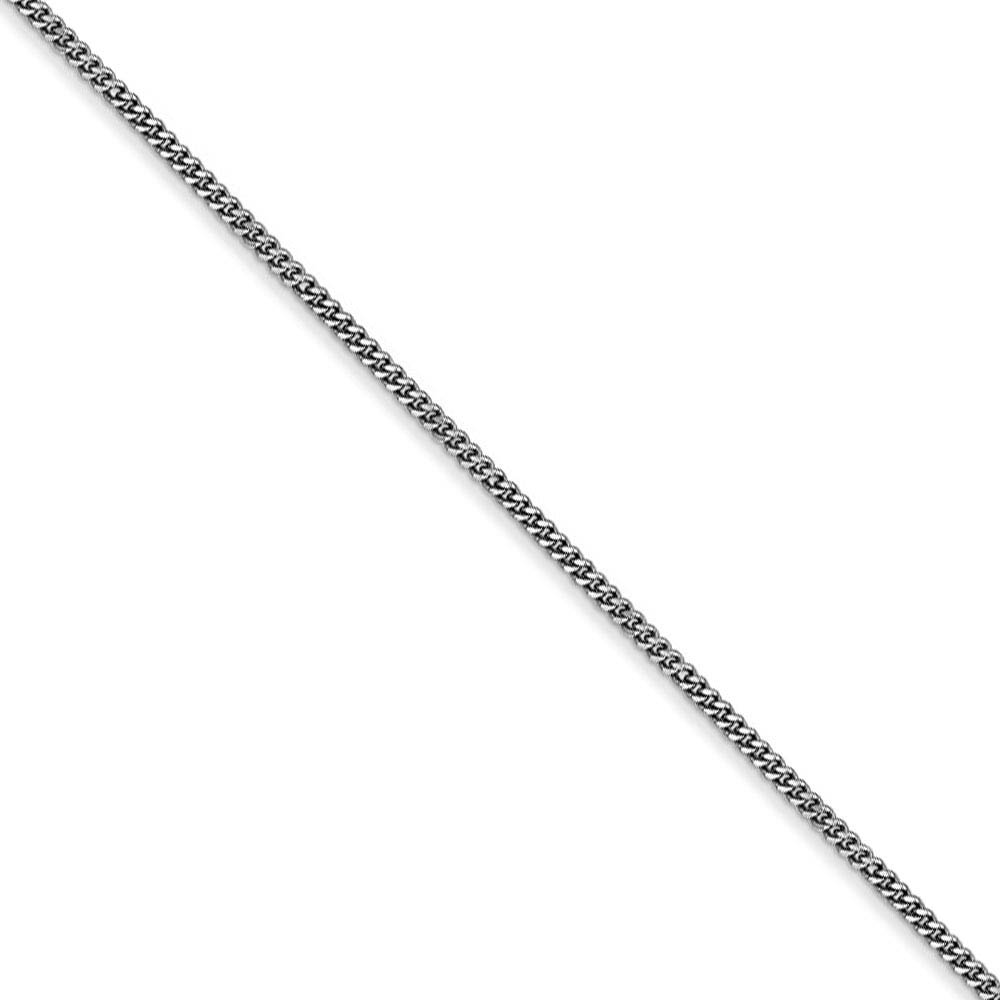 1.3mm, 14k White Gold, Solid Curb Chain Necklace, 16 Inch