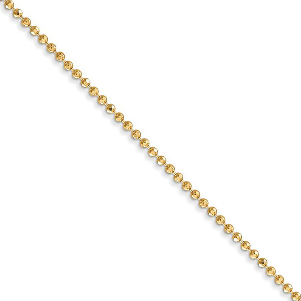 1.2mm, 14k Yellow Gold, Diamond Cut Hollow Bead Chain Necklace, 20 In