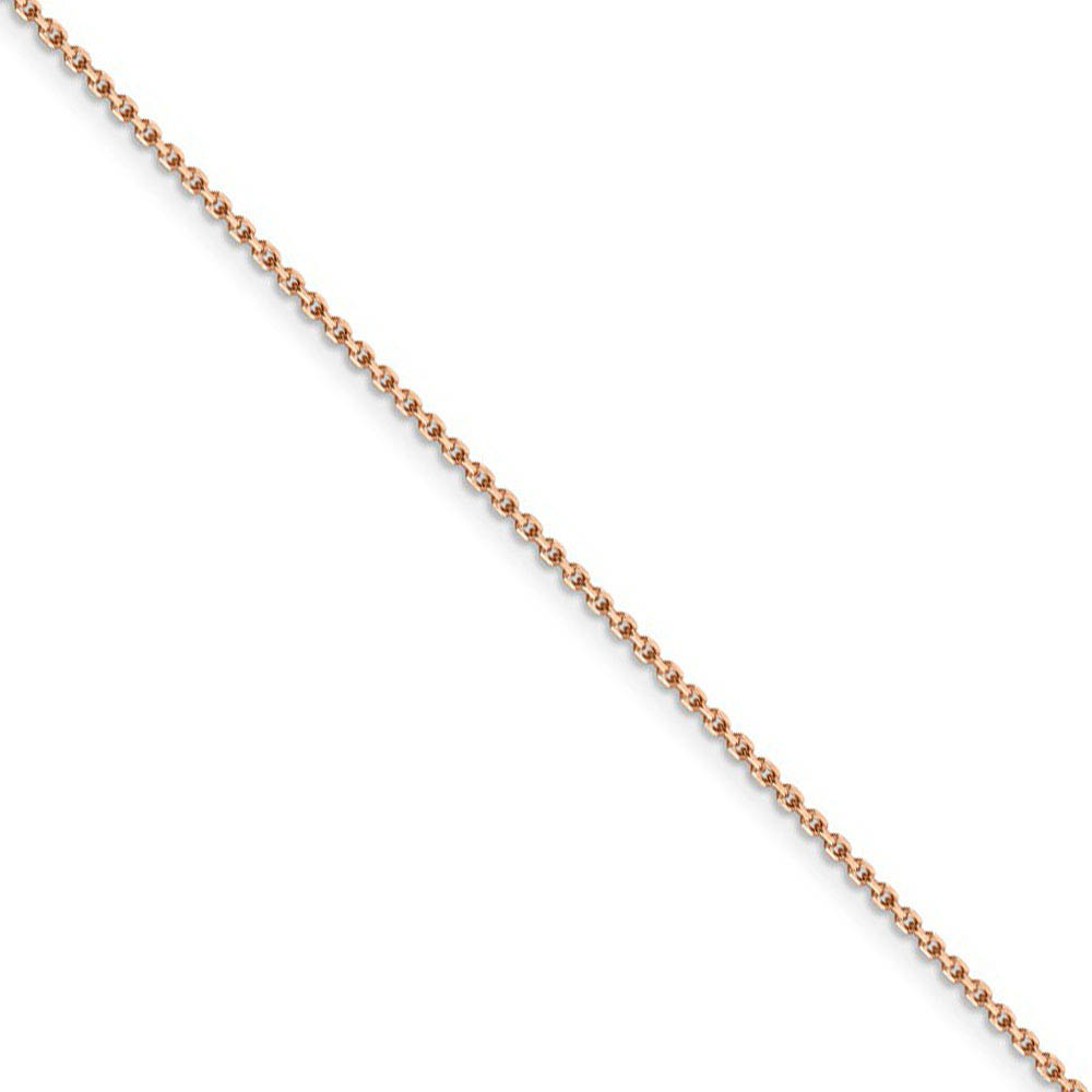 1.4mm, 14k Rose Gold, Diamond Cut Solid Cable Chain Necklace