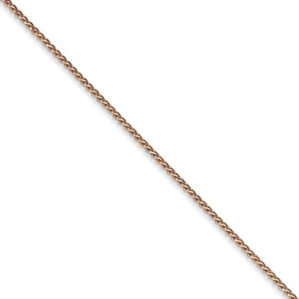 1mm, 14k Rose Gold, Diamond Cut Solid Spiga Chain Necklace, 16 Inch