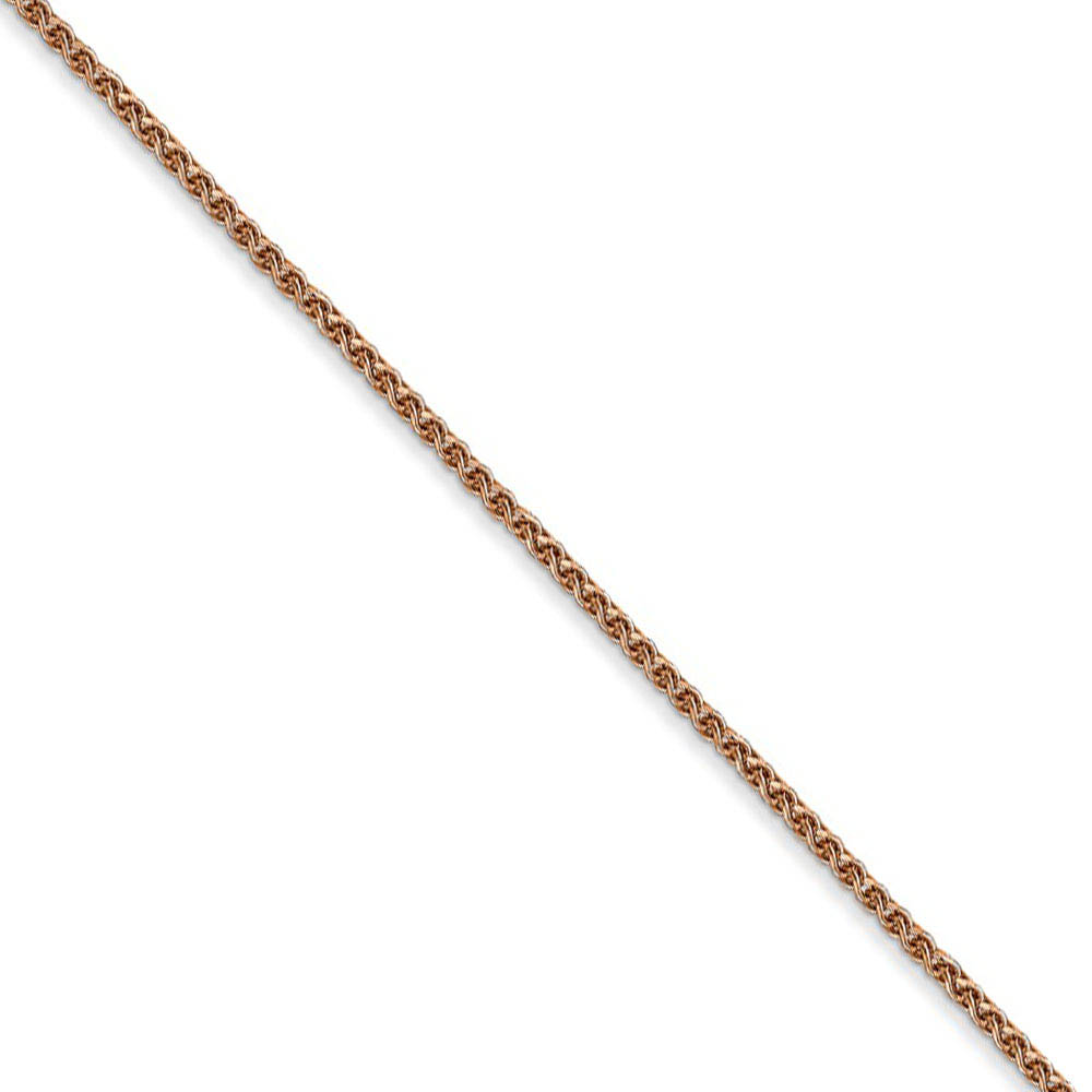 1.2mm, 14k Rose Gold, Diamond Cut Solid Spiga Chain Necklace, 16 Inch