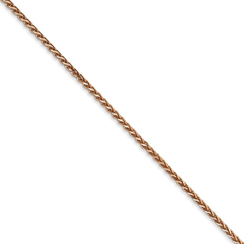 1.4mm, 14k Rose Gold, Diamond Cut Solid Spiga Chain Necklace, 16 Inch