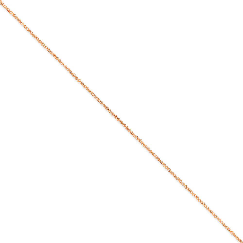1.7mm, 14k Rose Gold, Diamond Cut Solid Ropa Chain Anklet