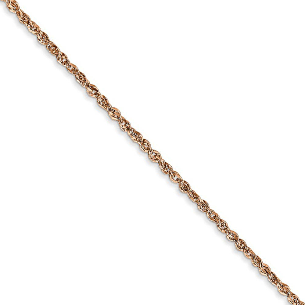 1.7mm, 14k Rose Gold, Diamond Cut Solid Ropa Chain Necklace, 16 Inch